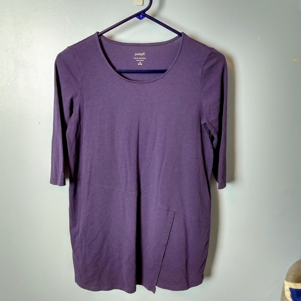5/$30 J. Jill Purple Wrap Tunic w/ Half Sleeves